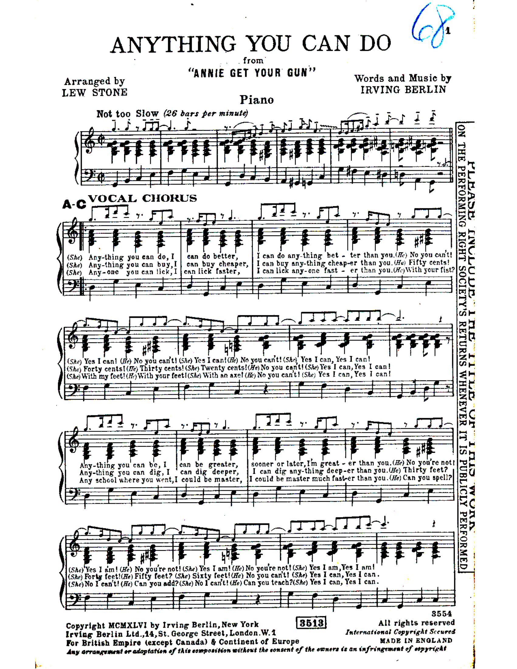 Anything You Can Do (L.Stone)