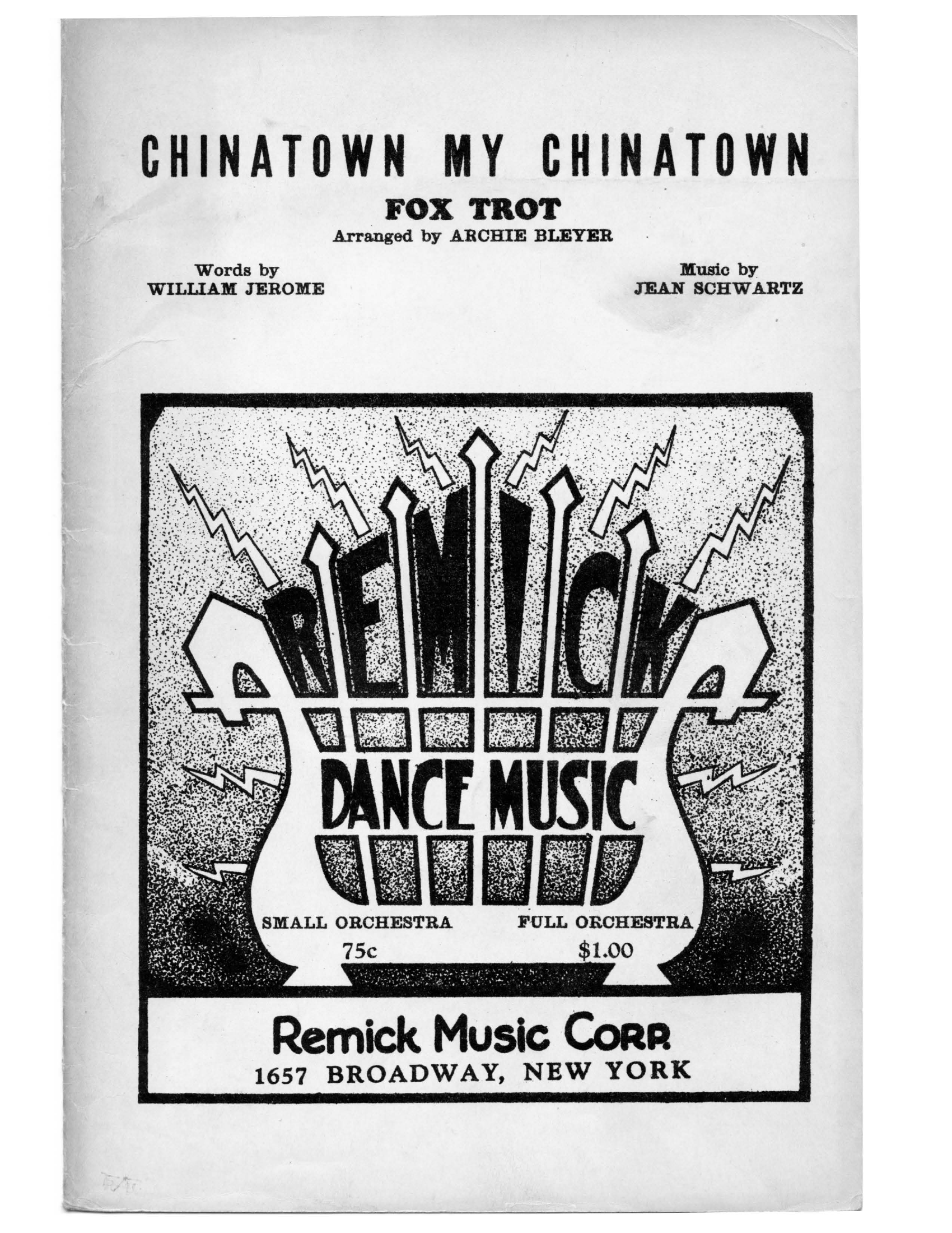 Chinatown My Chinatown (A.Bleyer) Vocal Trio - Foxtrot