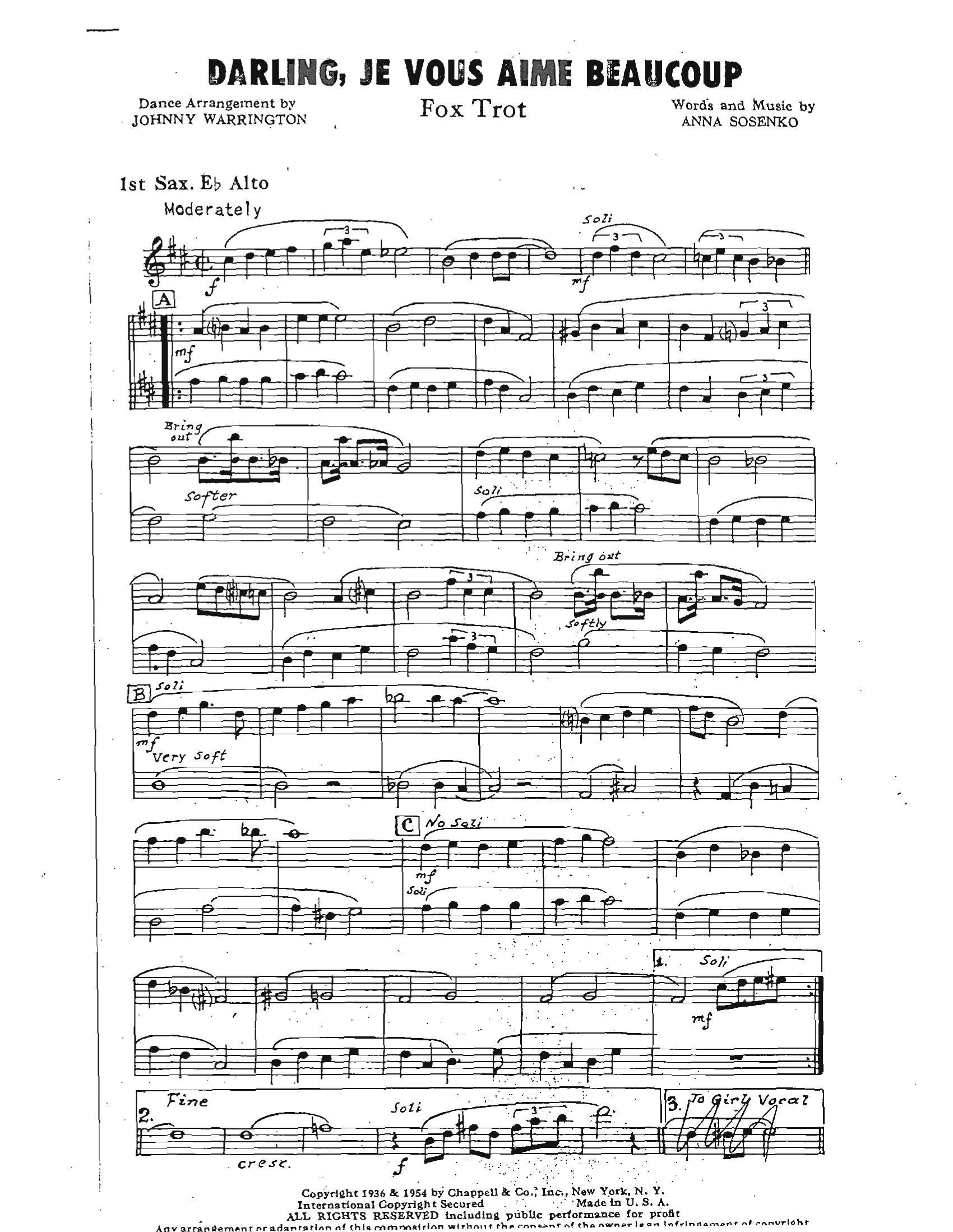 Darling, Je Vous Aime Beaucoup (J.Warrington)