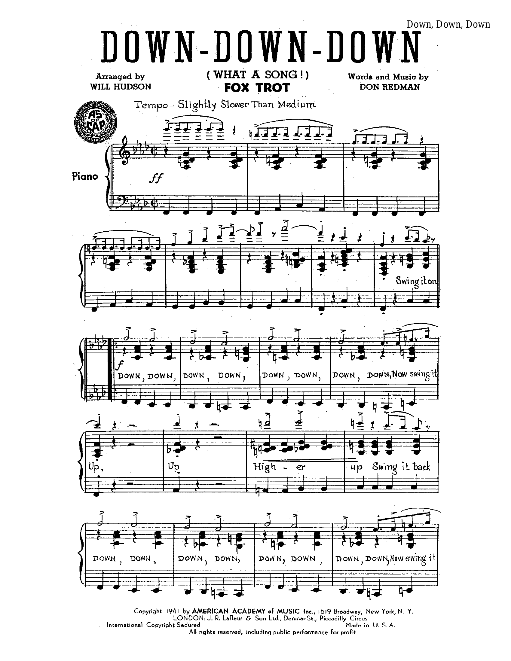 Down Down Down (W.Hudson)