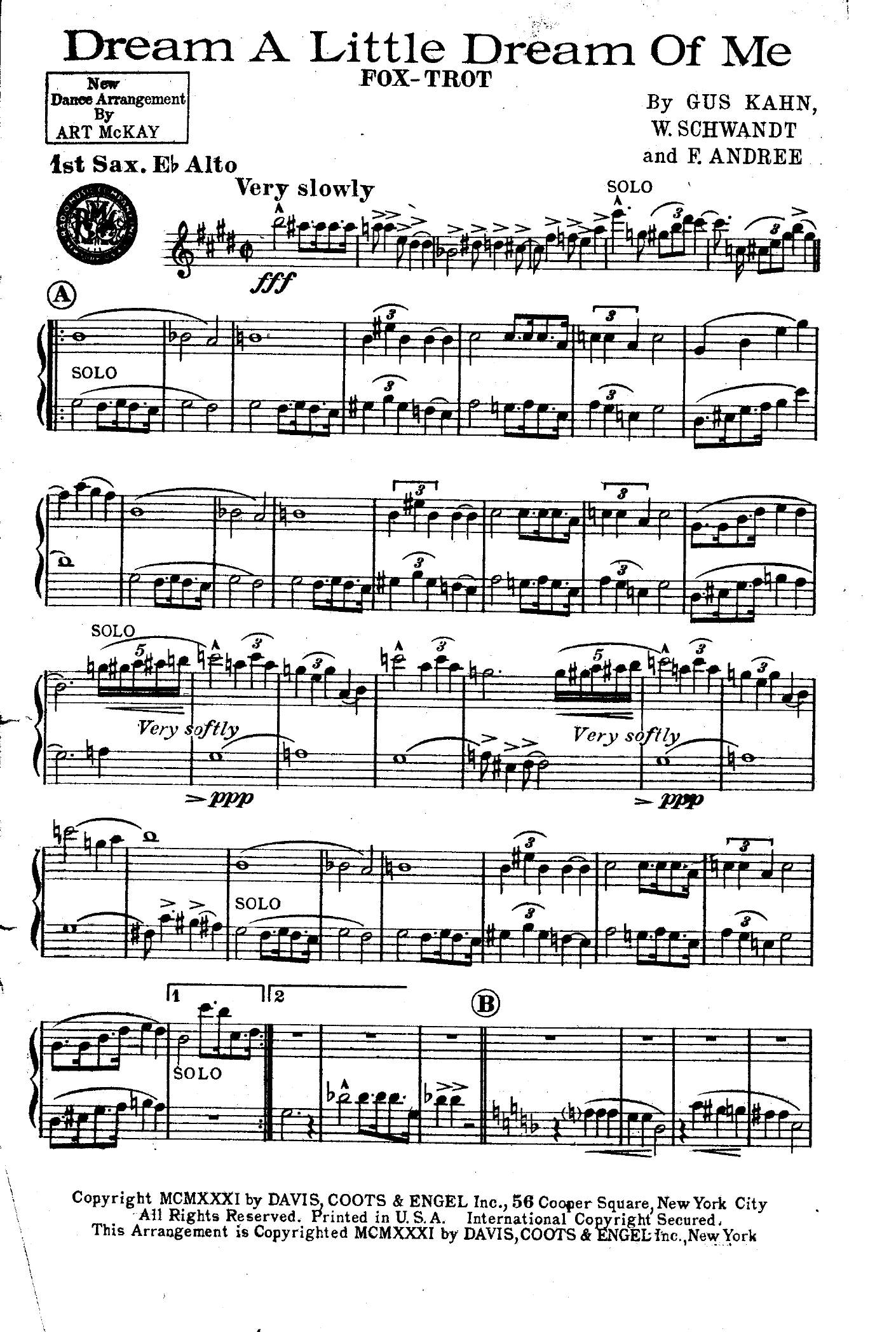 Dream A Little Dream Of Me (Art McKay) - Foxtrot