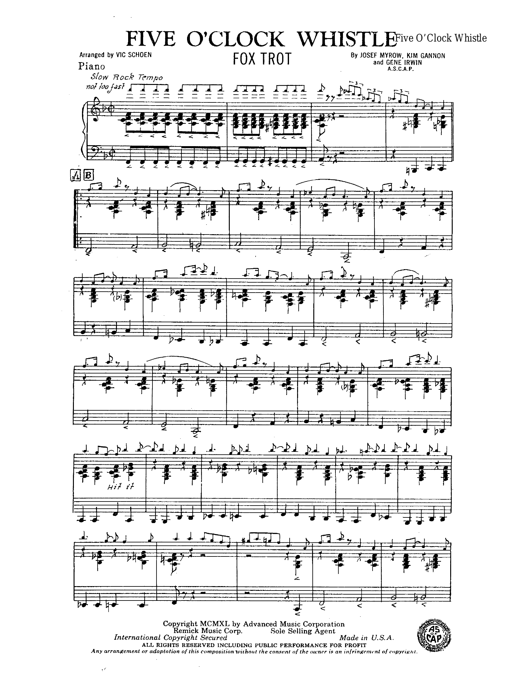 Five O'Clock Whistle (V.Schoen)