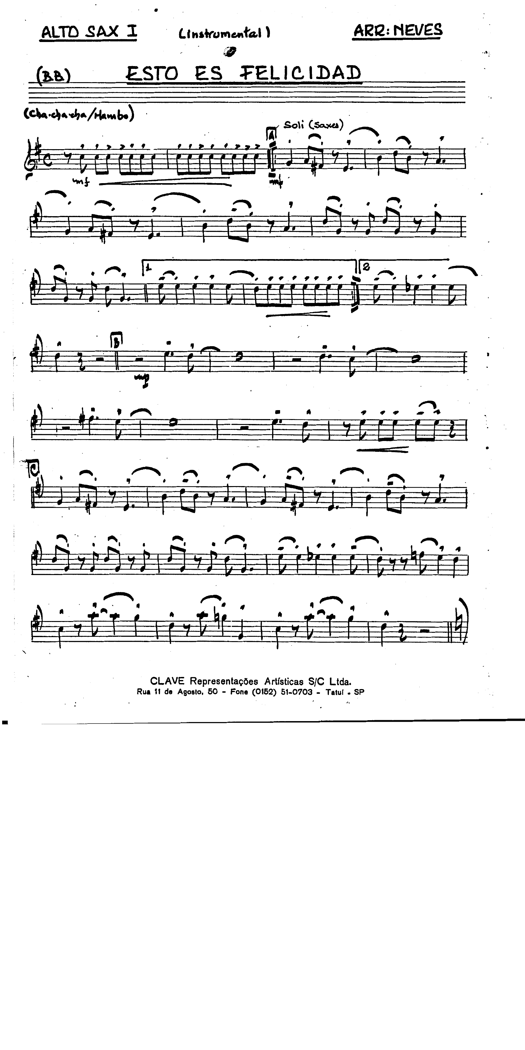 Esto Es Felicidad - Neves - Cha-Cha - Handwritten