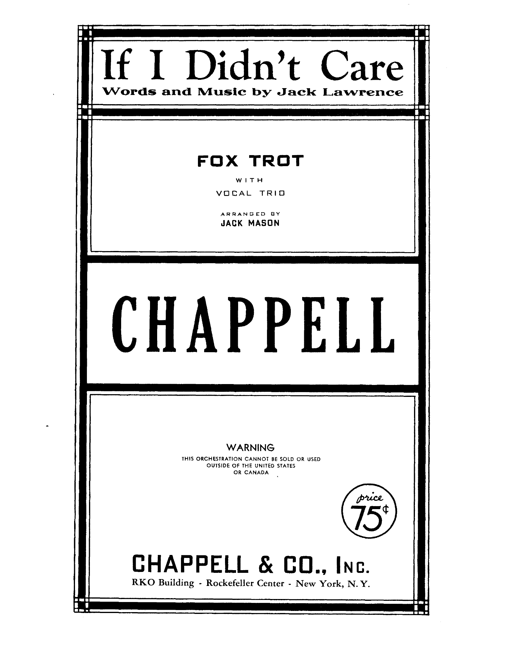 If I Didn't Care (J.Mason) - Vocal Trio - Violins - Foxtrot