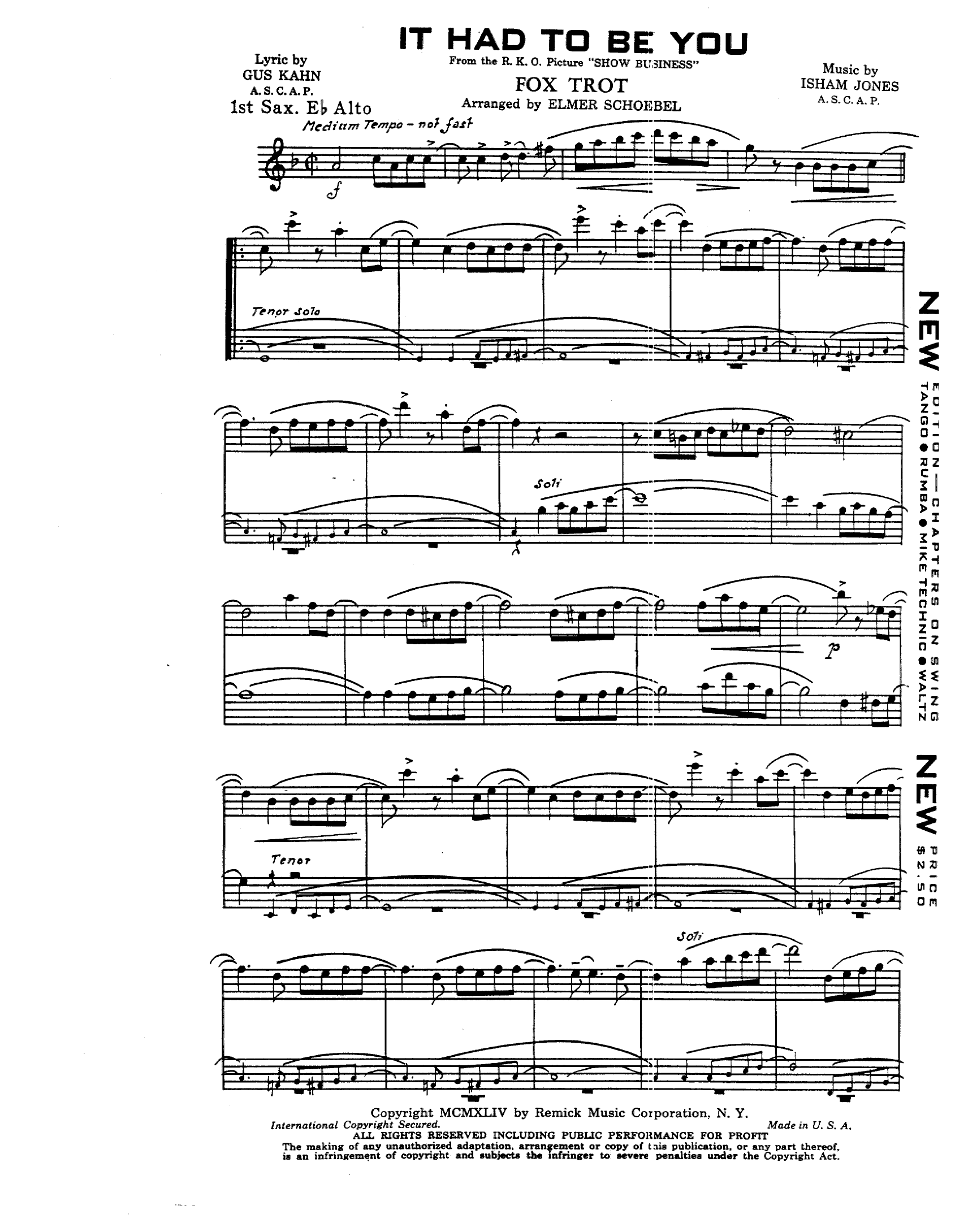 It Had To Be You (E.Schoebel) Foxtrot