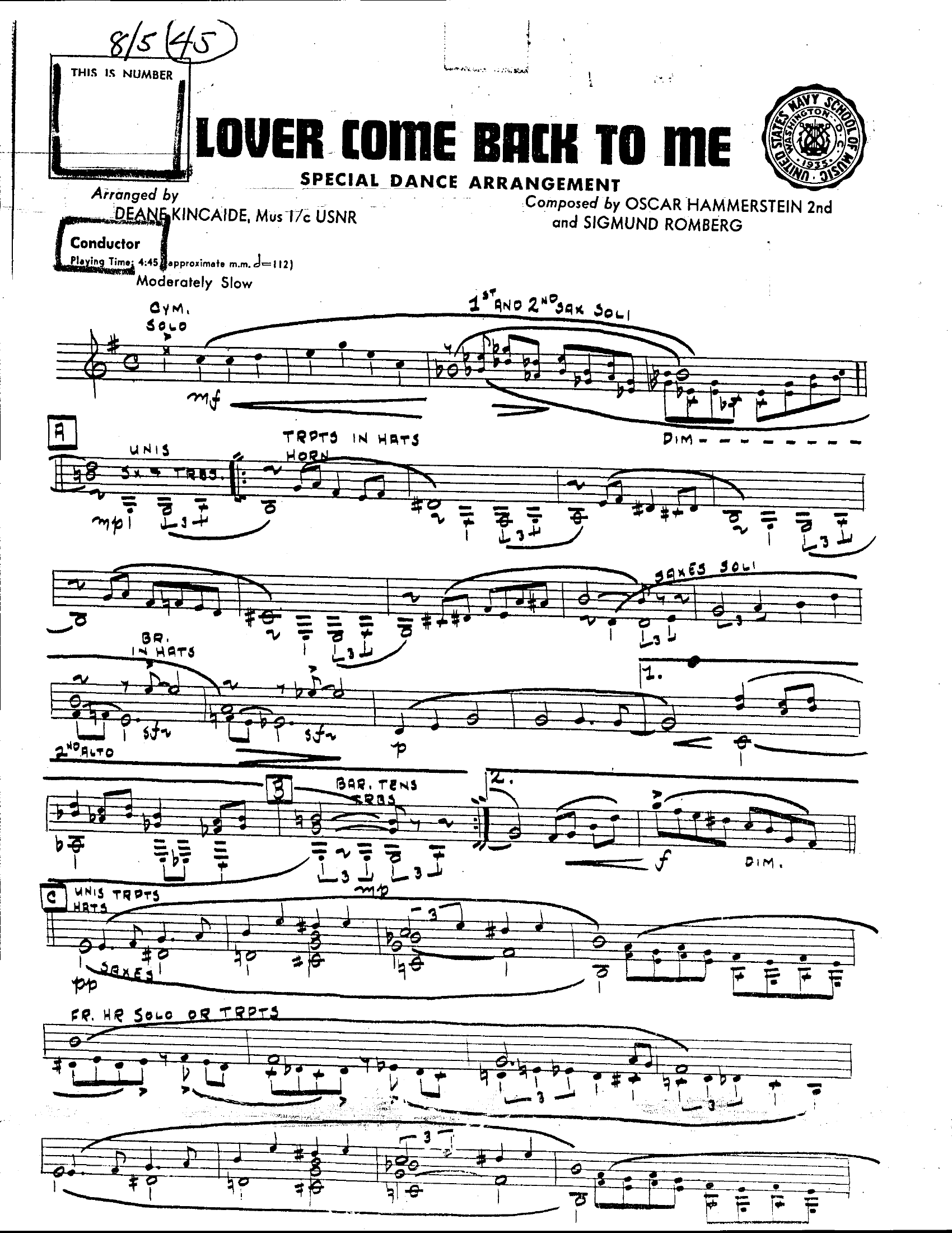 Lover, Come Back To Me (D.Kincaide)