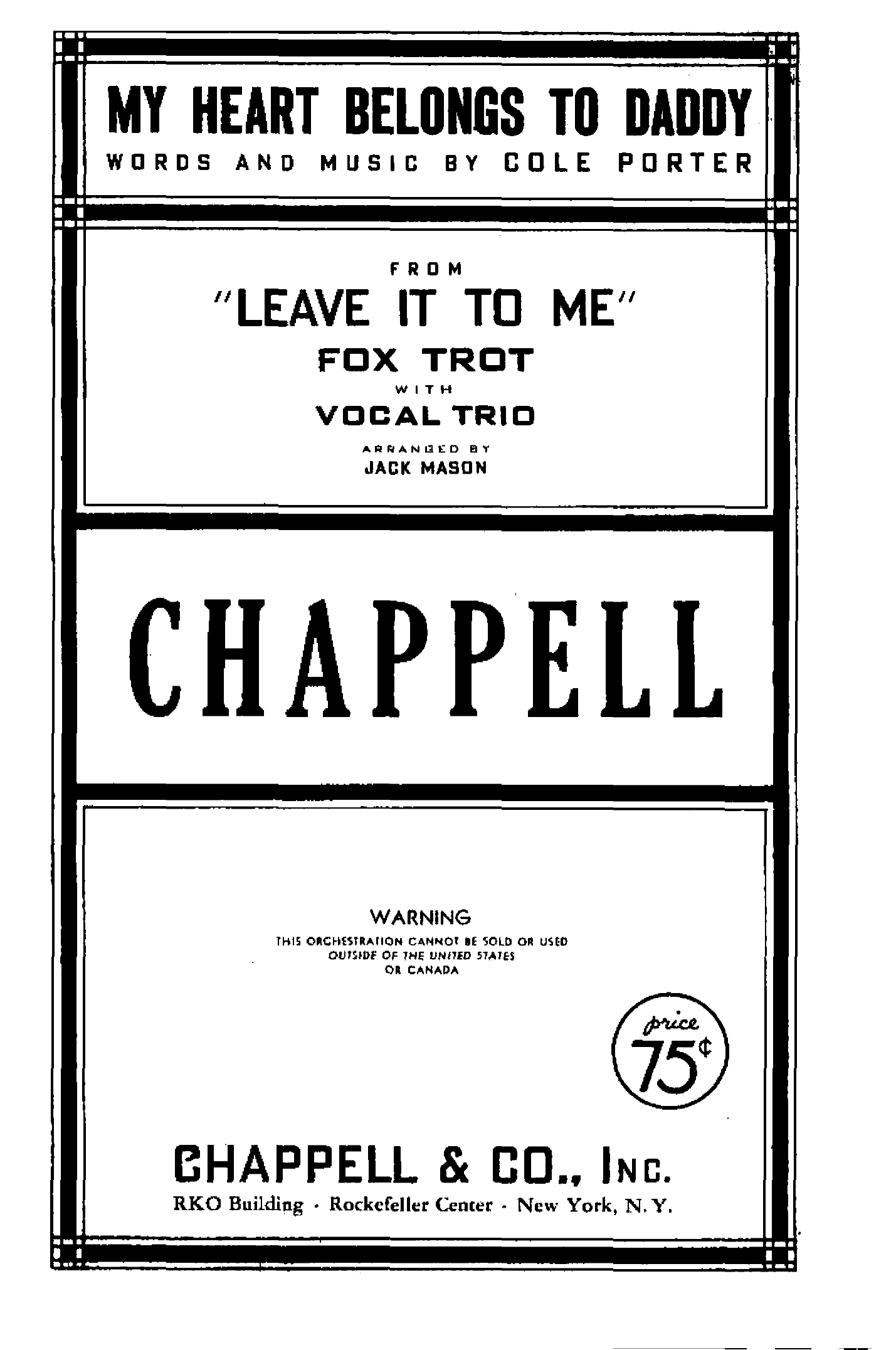 My Heart Belongs To Daddy (J.Mason) Vocal Trio