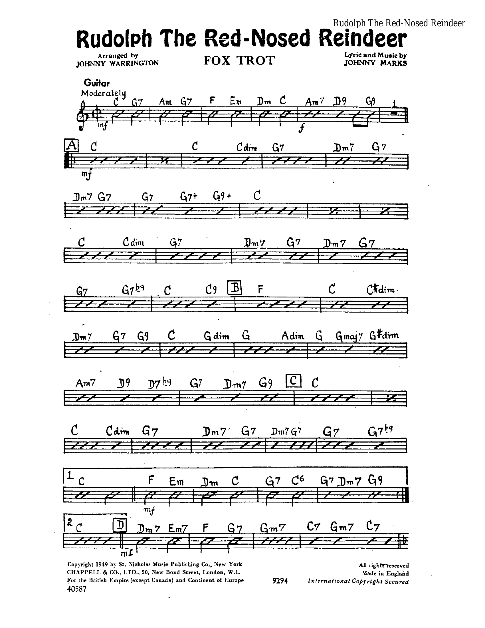 Rudolph, The Red Nosed Reindeer (J.Warrington)