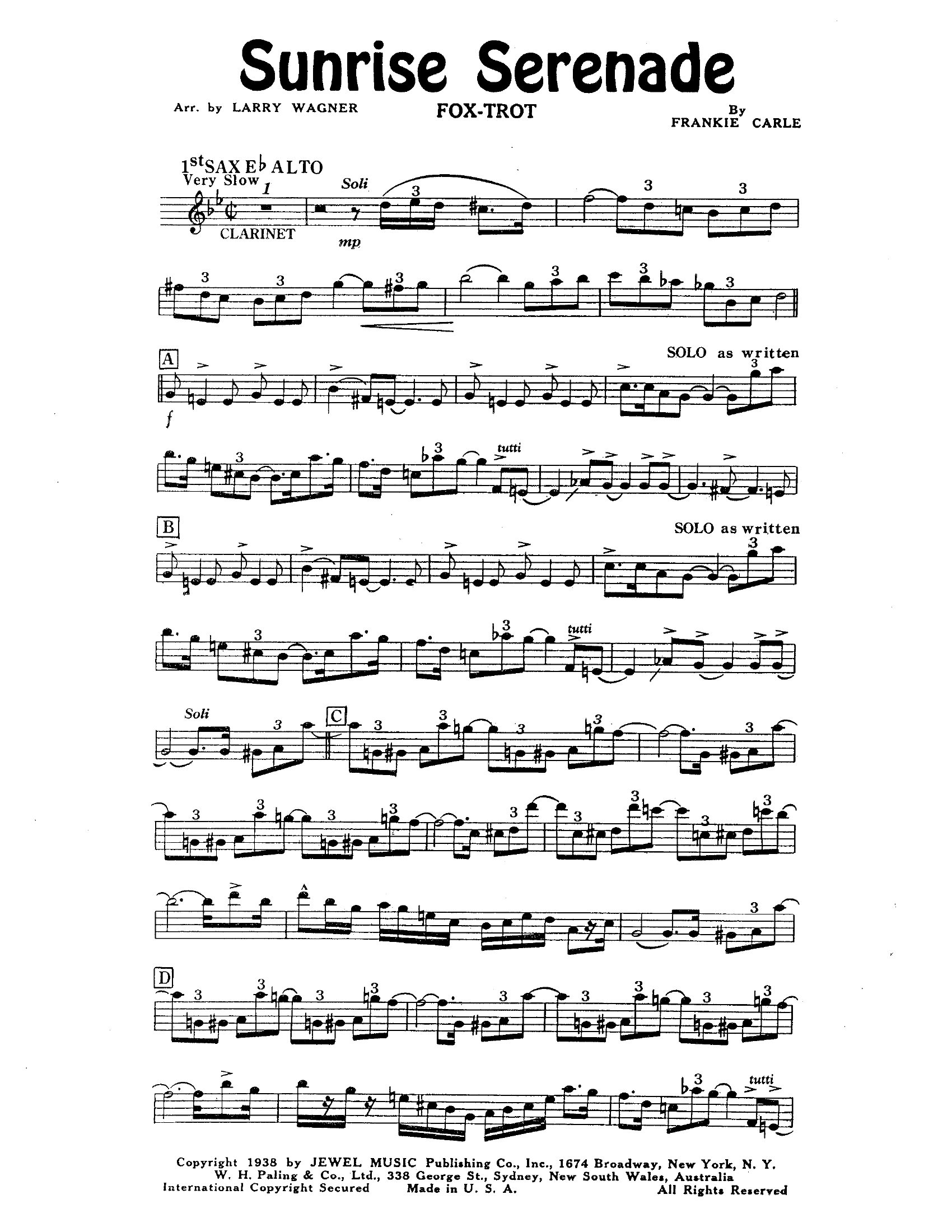 Sunrise Serenade (L.Wagner) Foxtrot