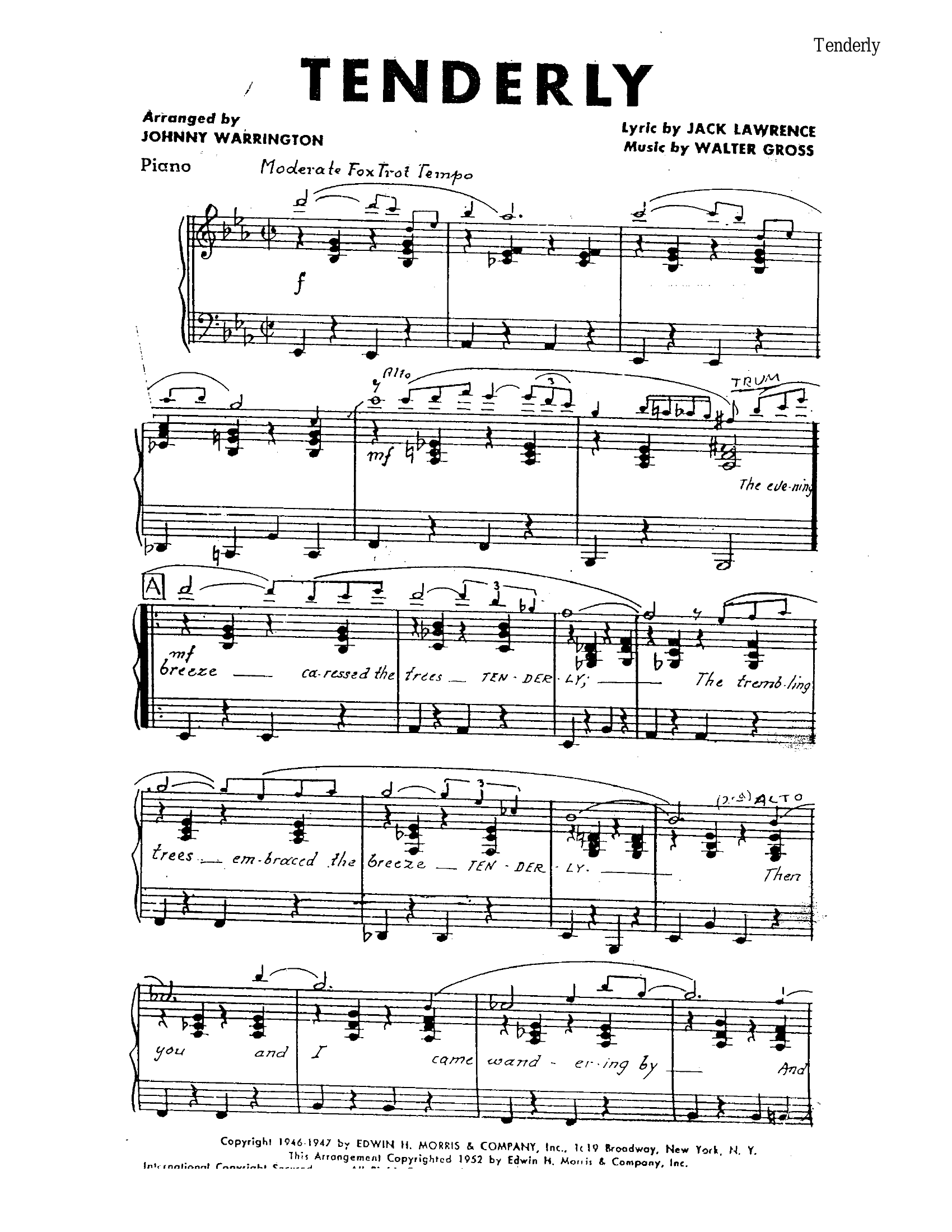 Tenderly (J.Warrington) 2 Arr