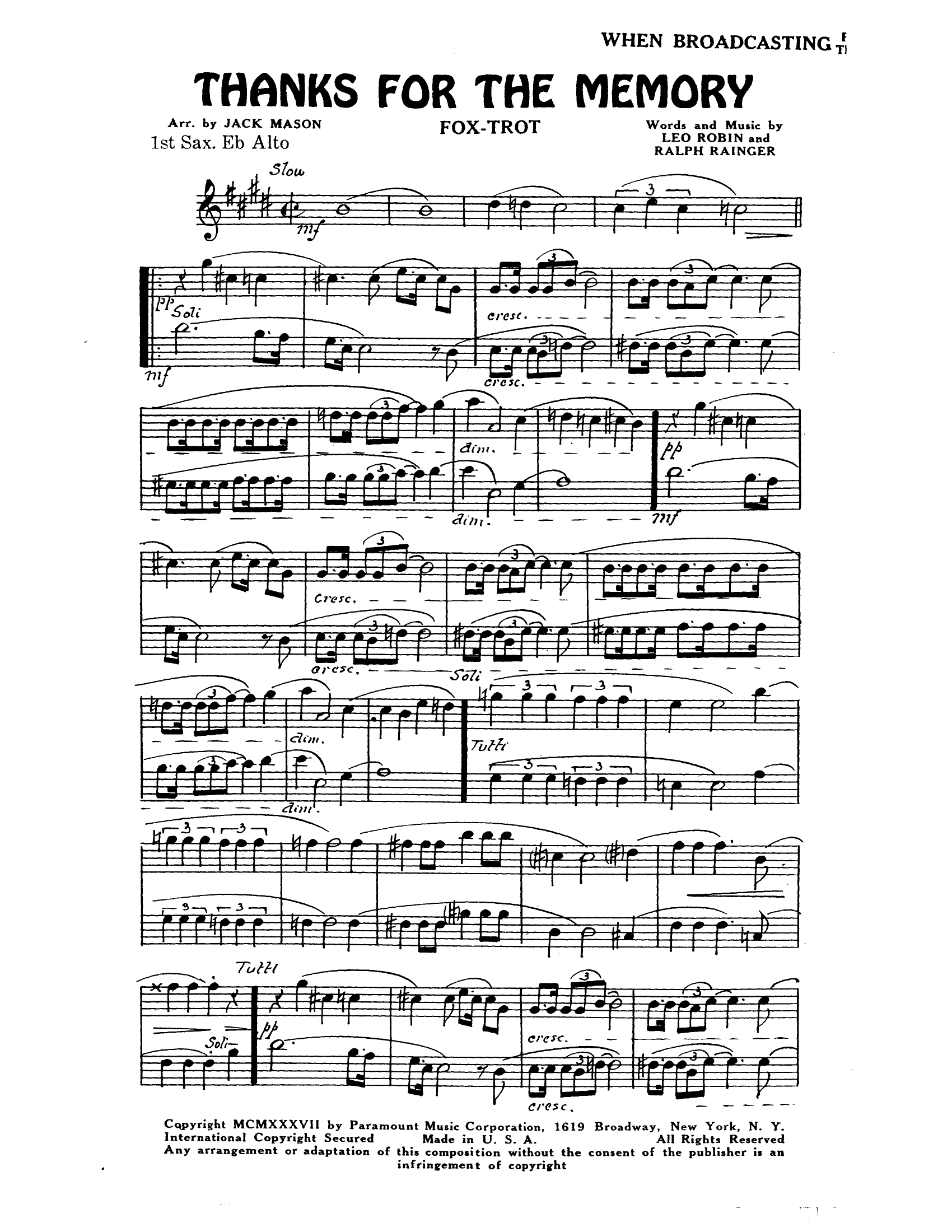 Thanks For The Memory (J.Mason)