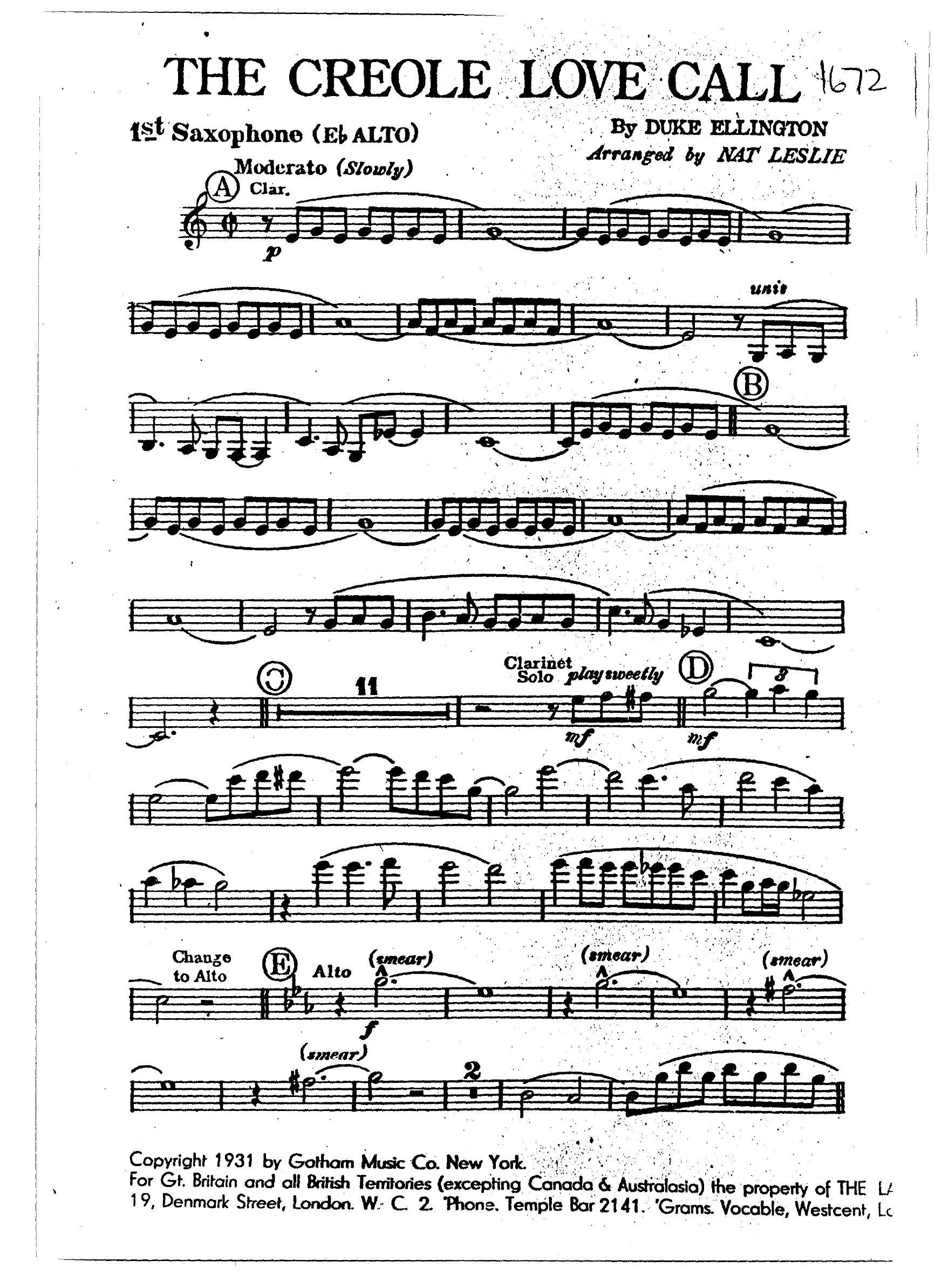 The Creole Love Call (N.Leslie) D.Ellington