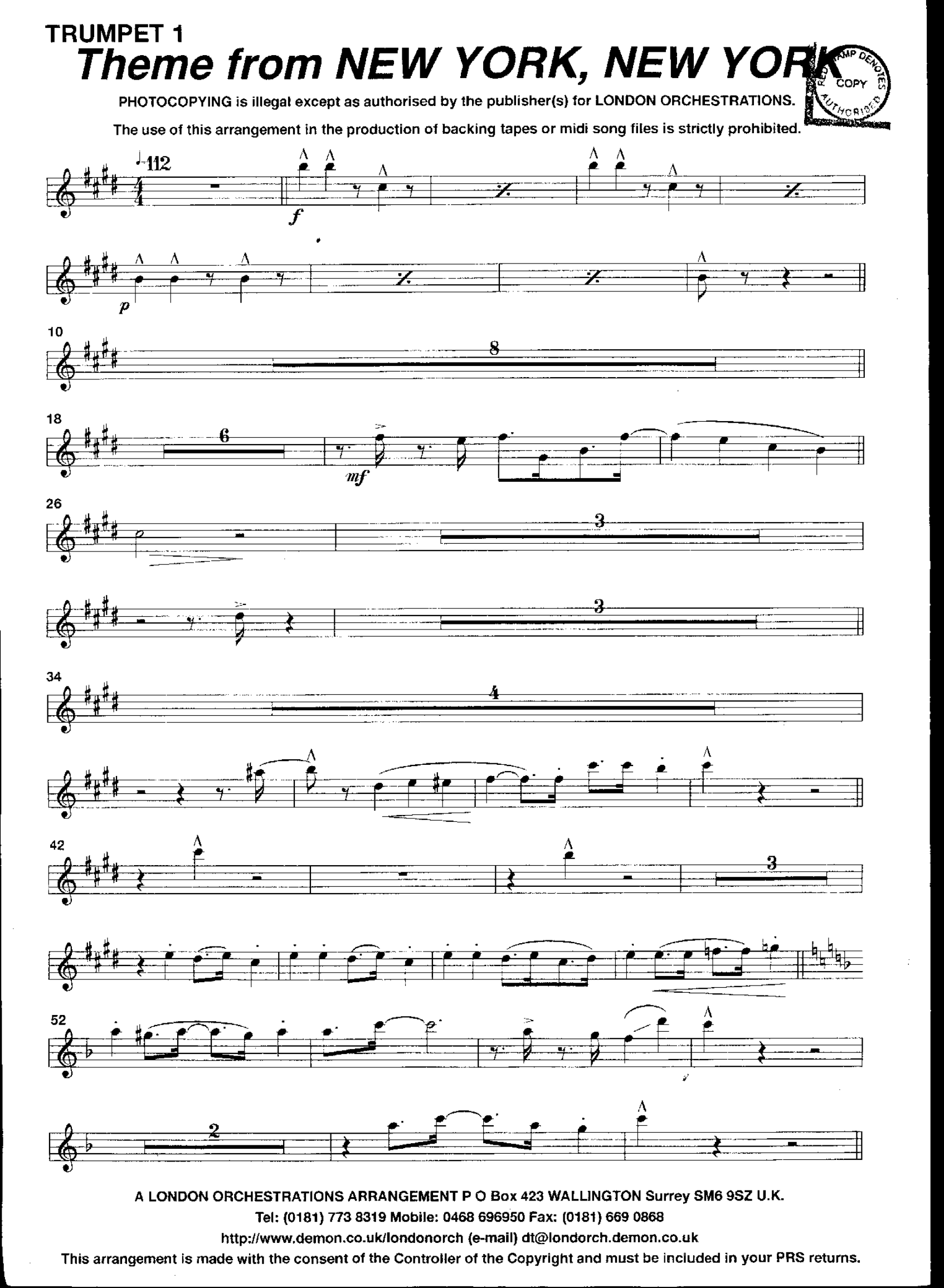 Theme From New York, New York (London Orchestration)