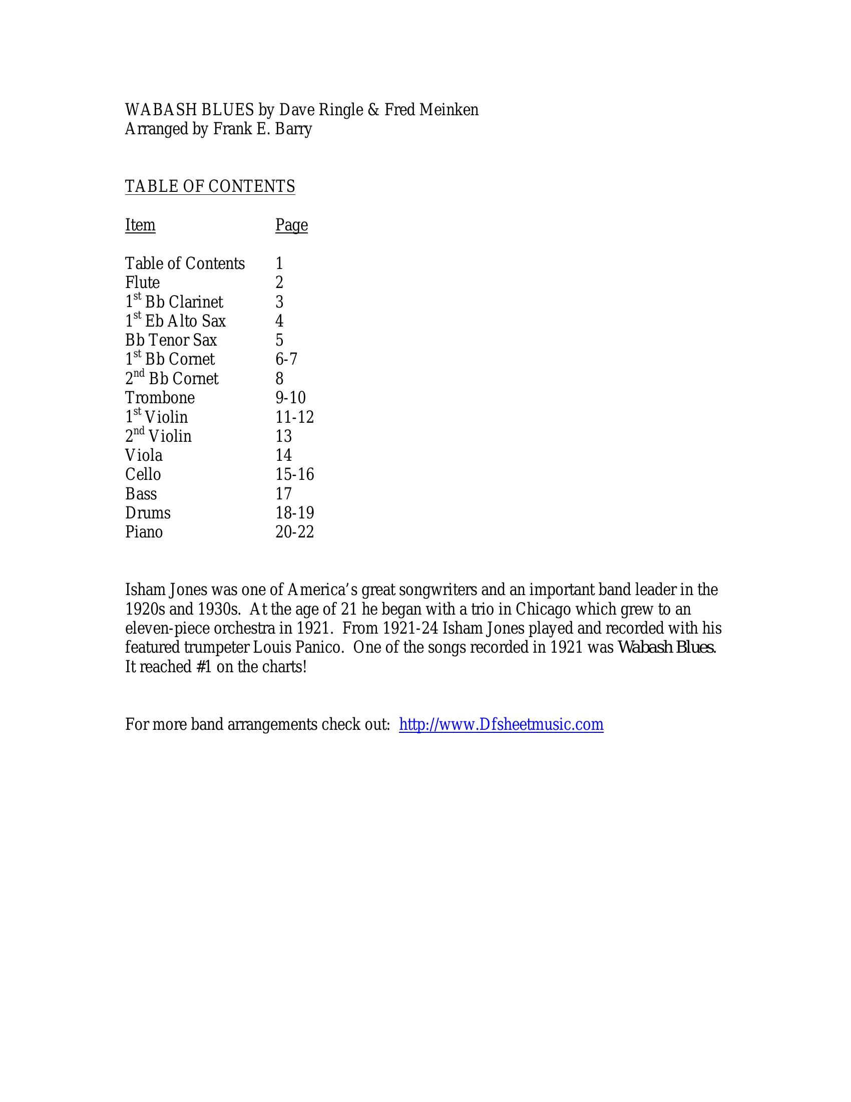 Wabash Blues (F.Barry)