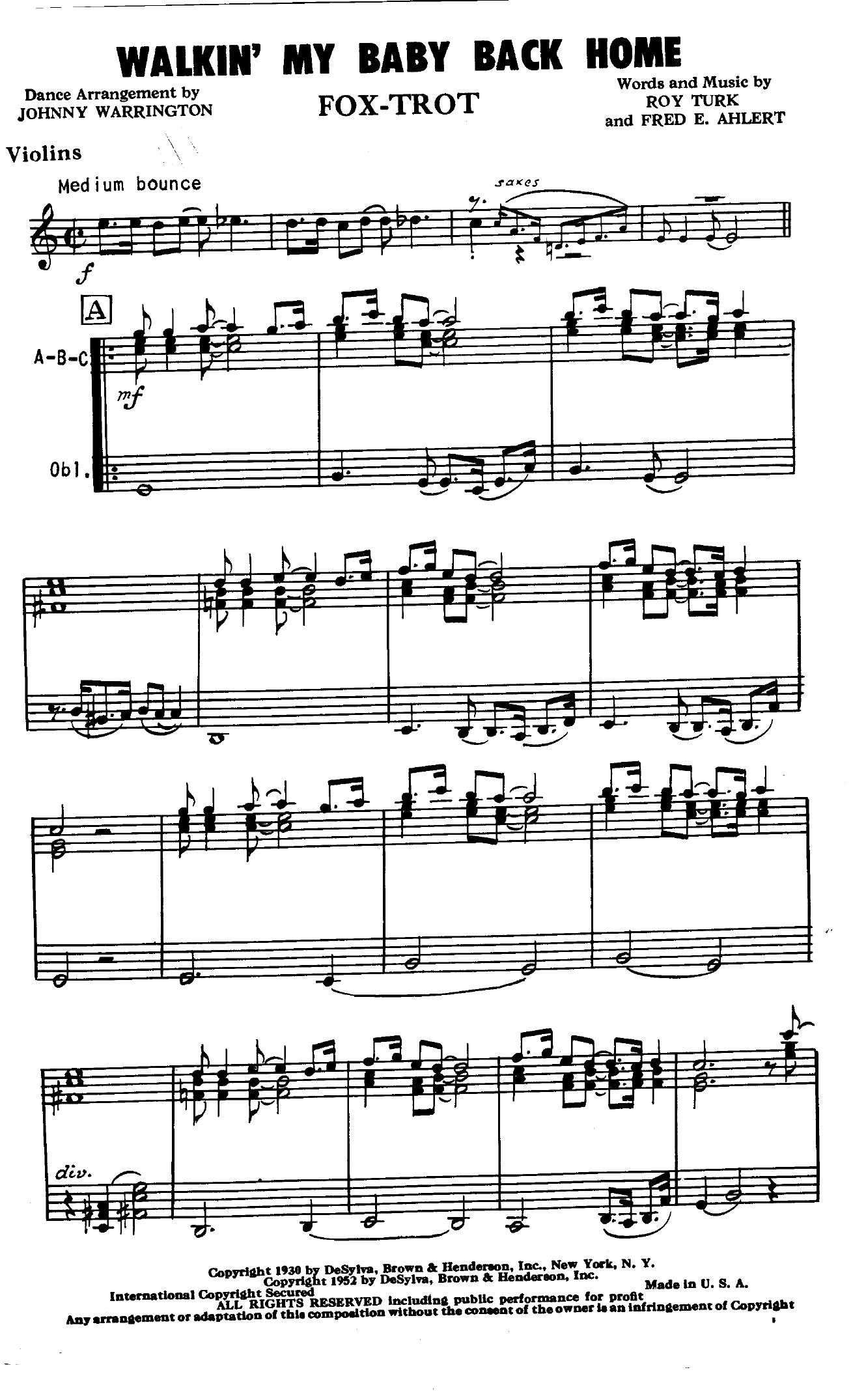 Walkin' My Baby Back Home (J.Warrington)