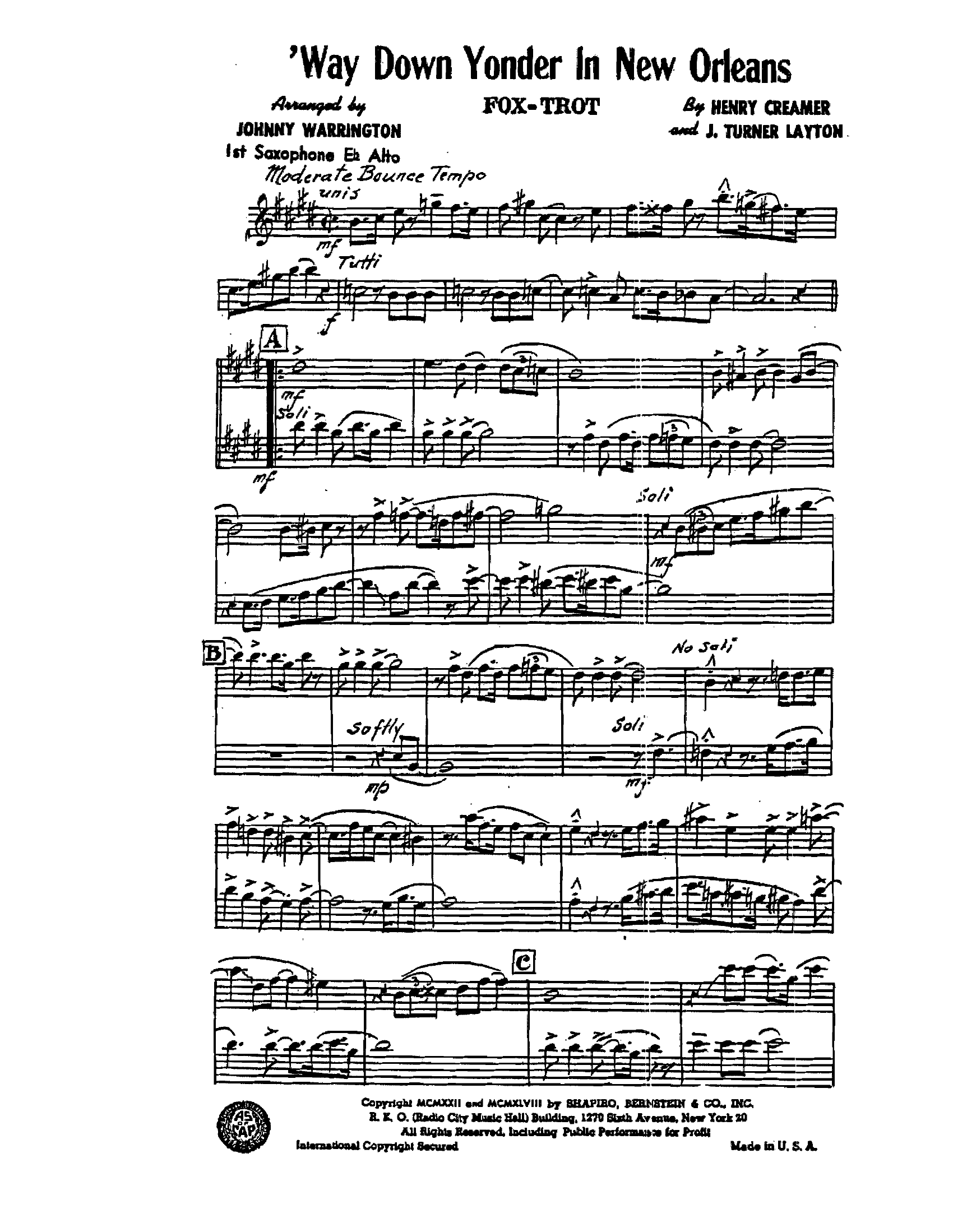 Way Down Yonder In New Orleans (J.Warrington) vocal