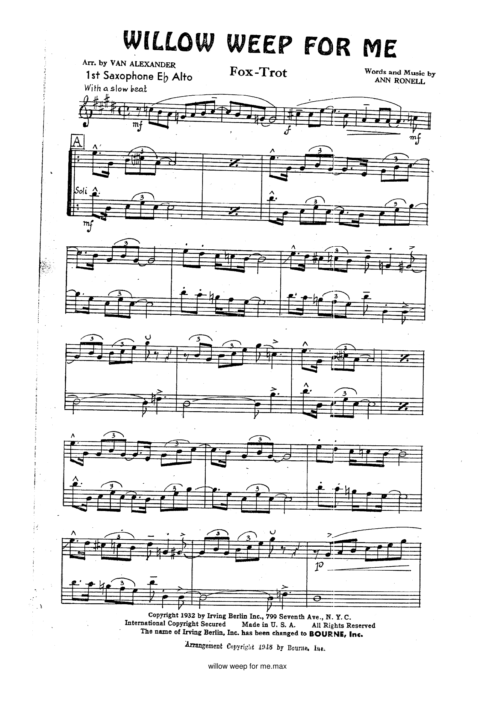 Willow Weep For Me (Van Alezander)