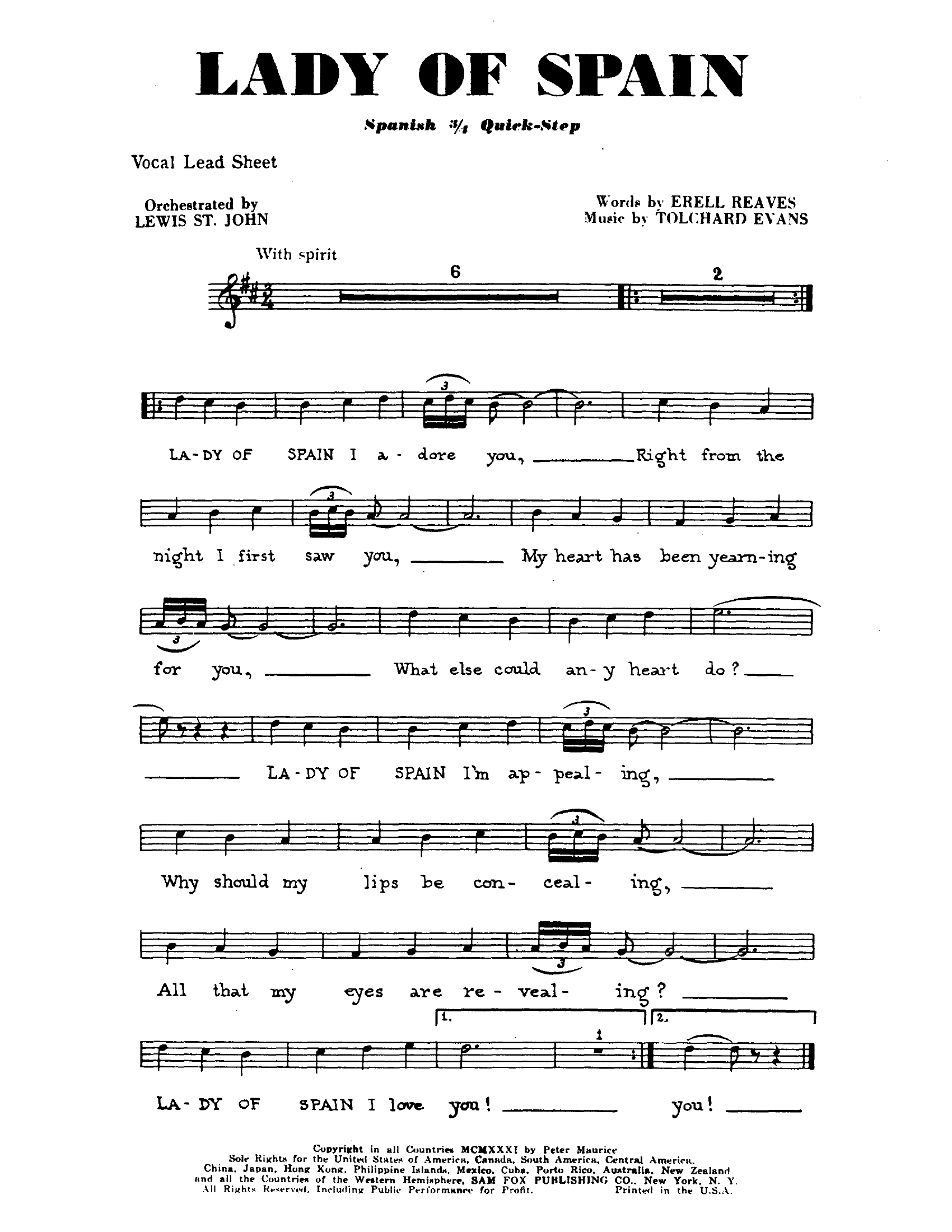 Lady Of Spain (Lewis St. John) Voc