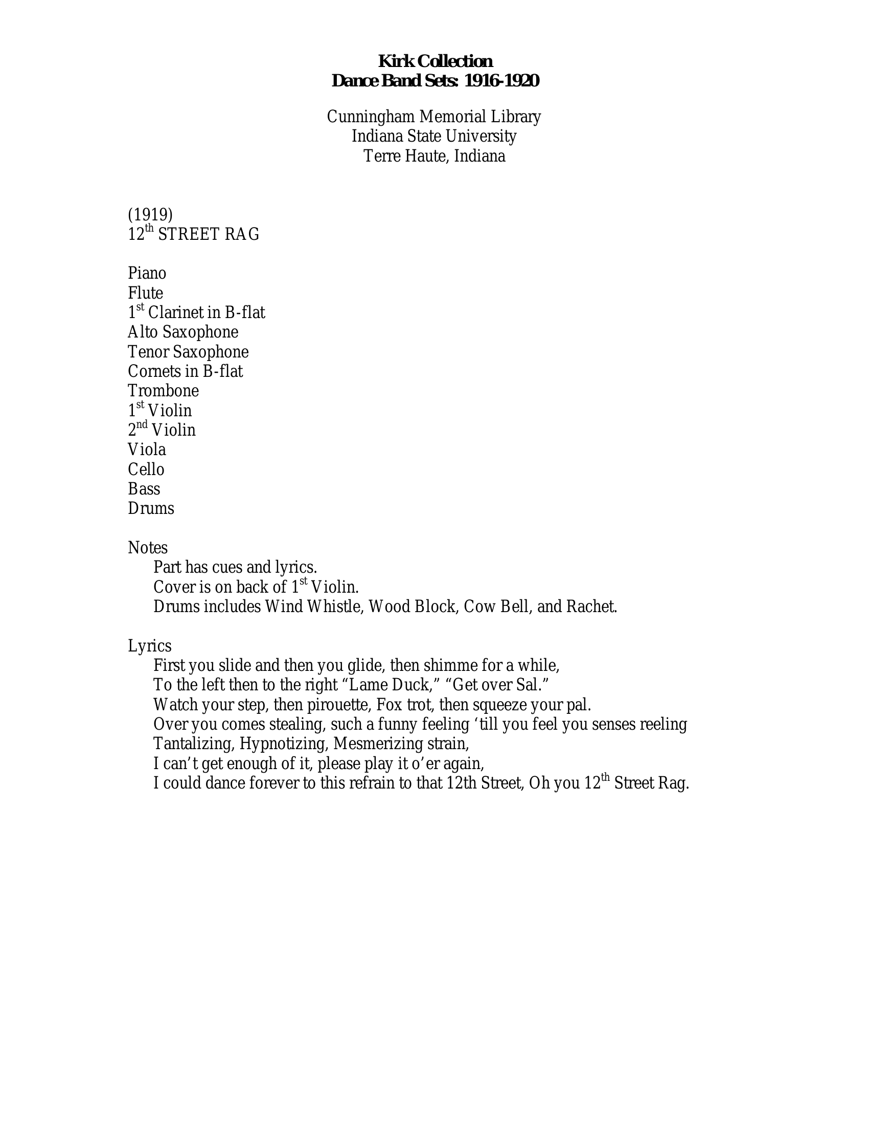 12th Street Rag (C.Wheeler)