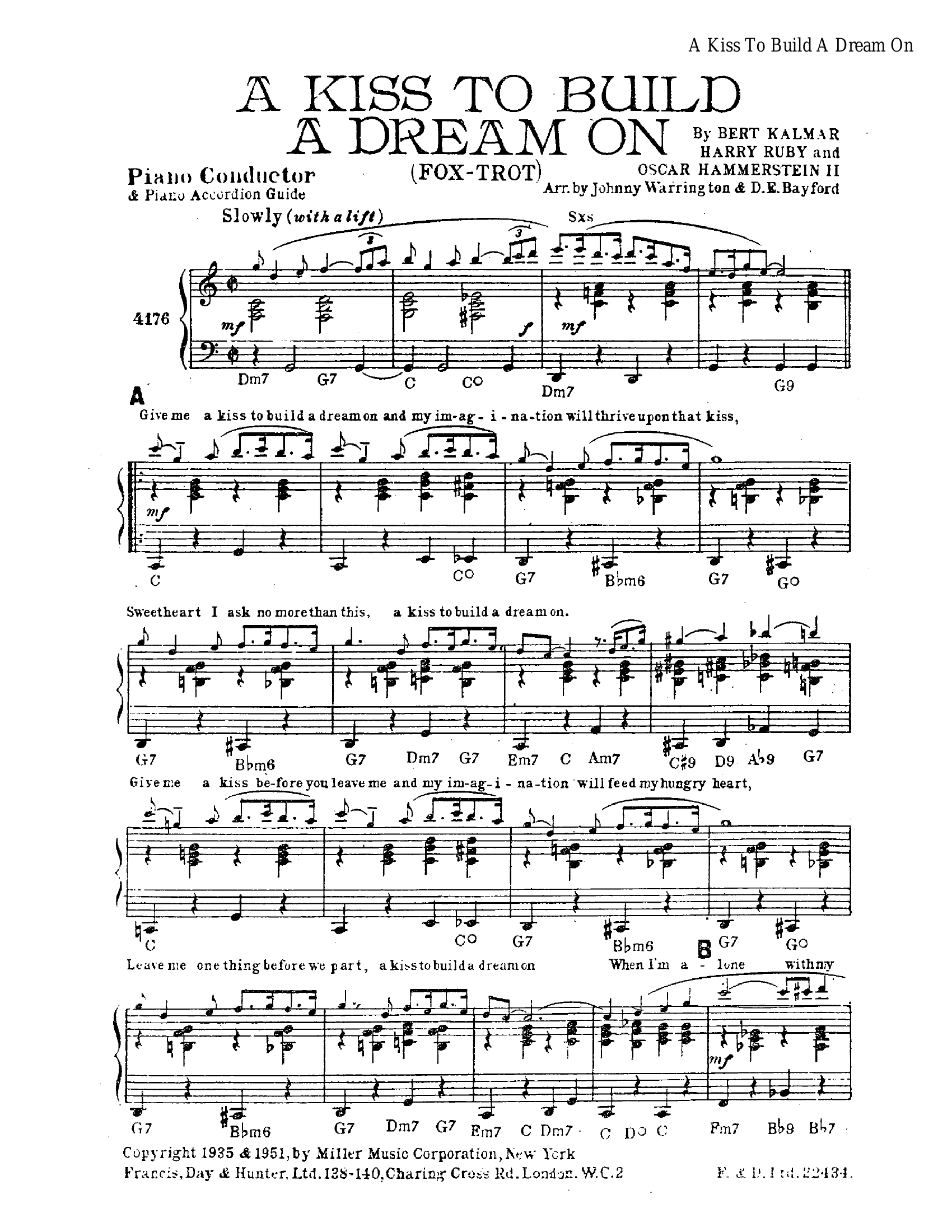 A Kiss To Build A Dream On (J.Warrington)