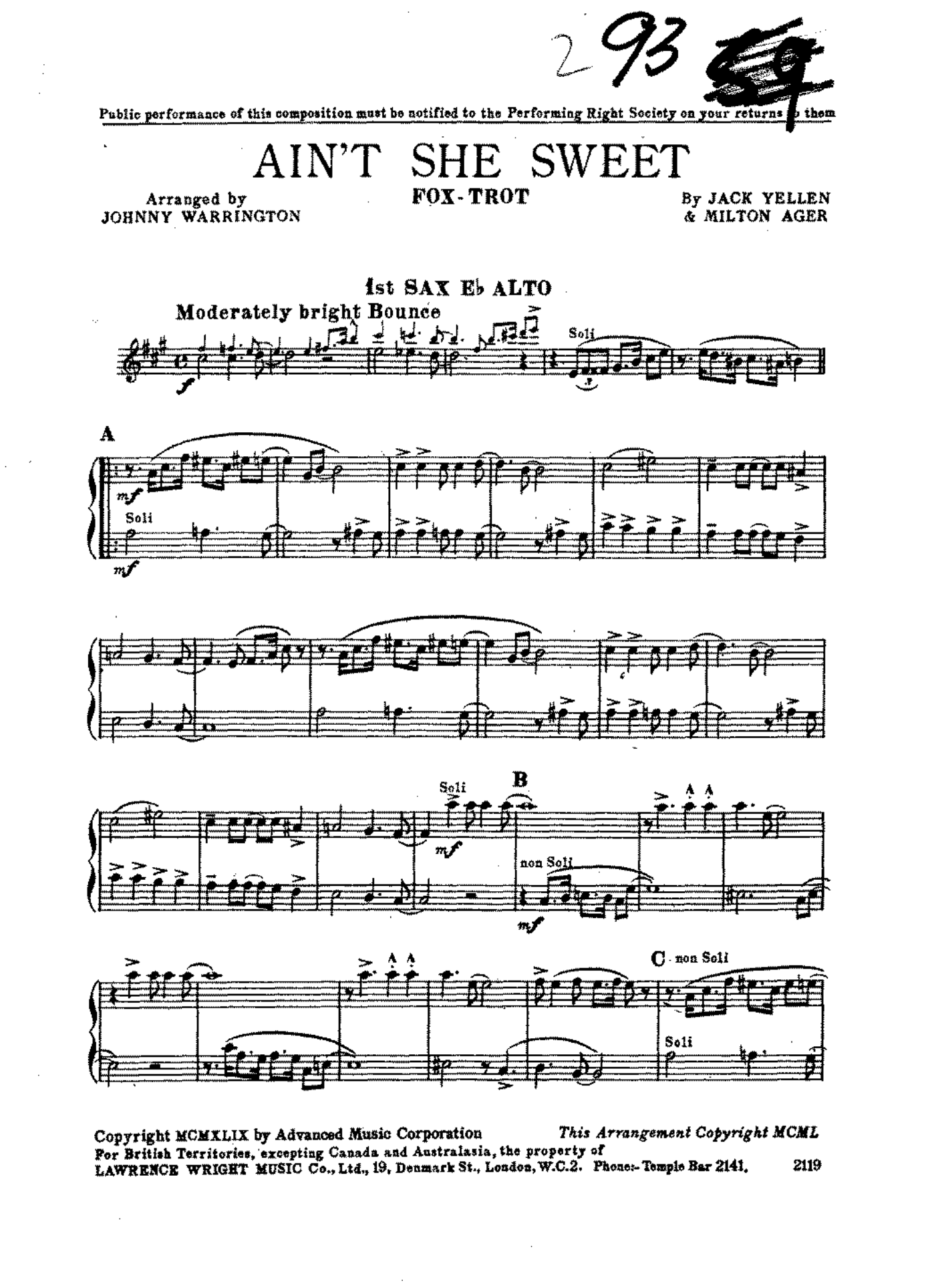 Ain't She Sweet (J.Warrington)