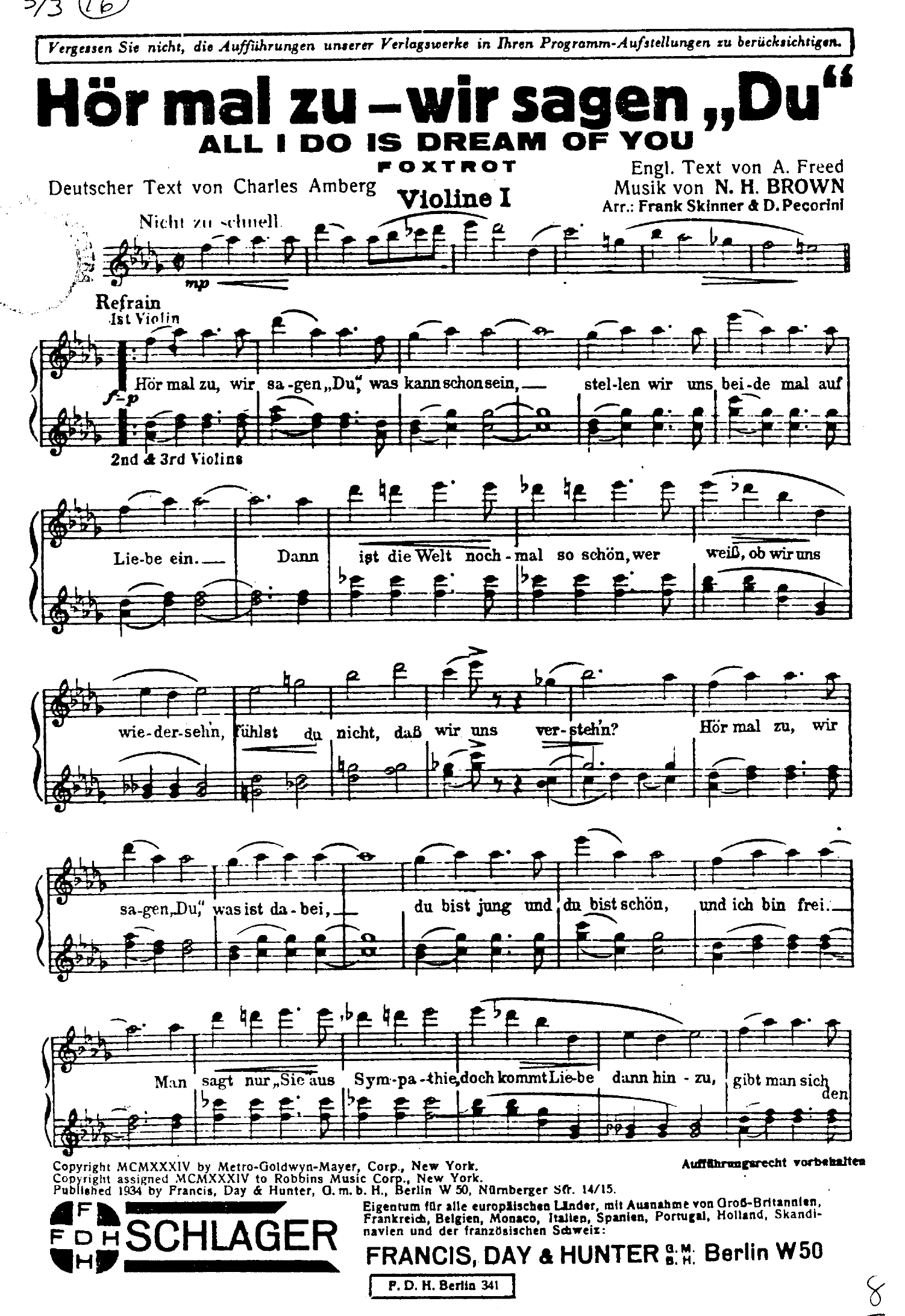 All I Do Is Dream Of You (F.Skinner)